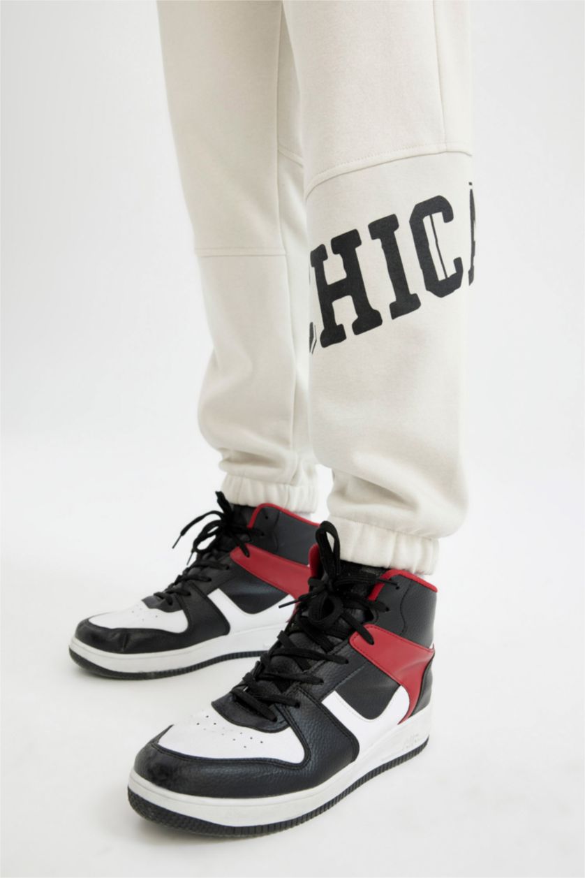 Erkek Taş Standart Fıt Kalın Sweatshirt Kumaşı Jogger