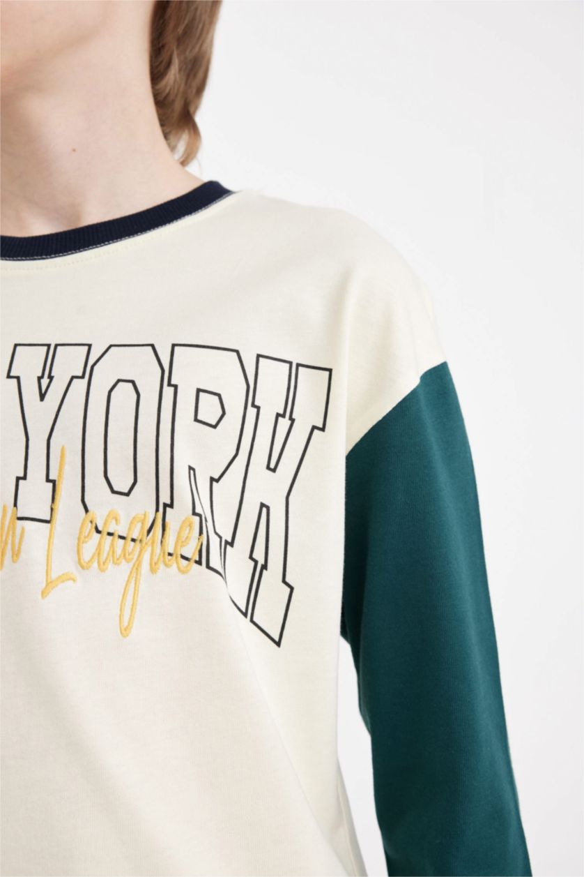 أولادي بيج فاتح تيشيرت اولادي كم طويل اوفر سايز برقبة مستديرة