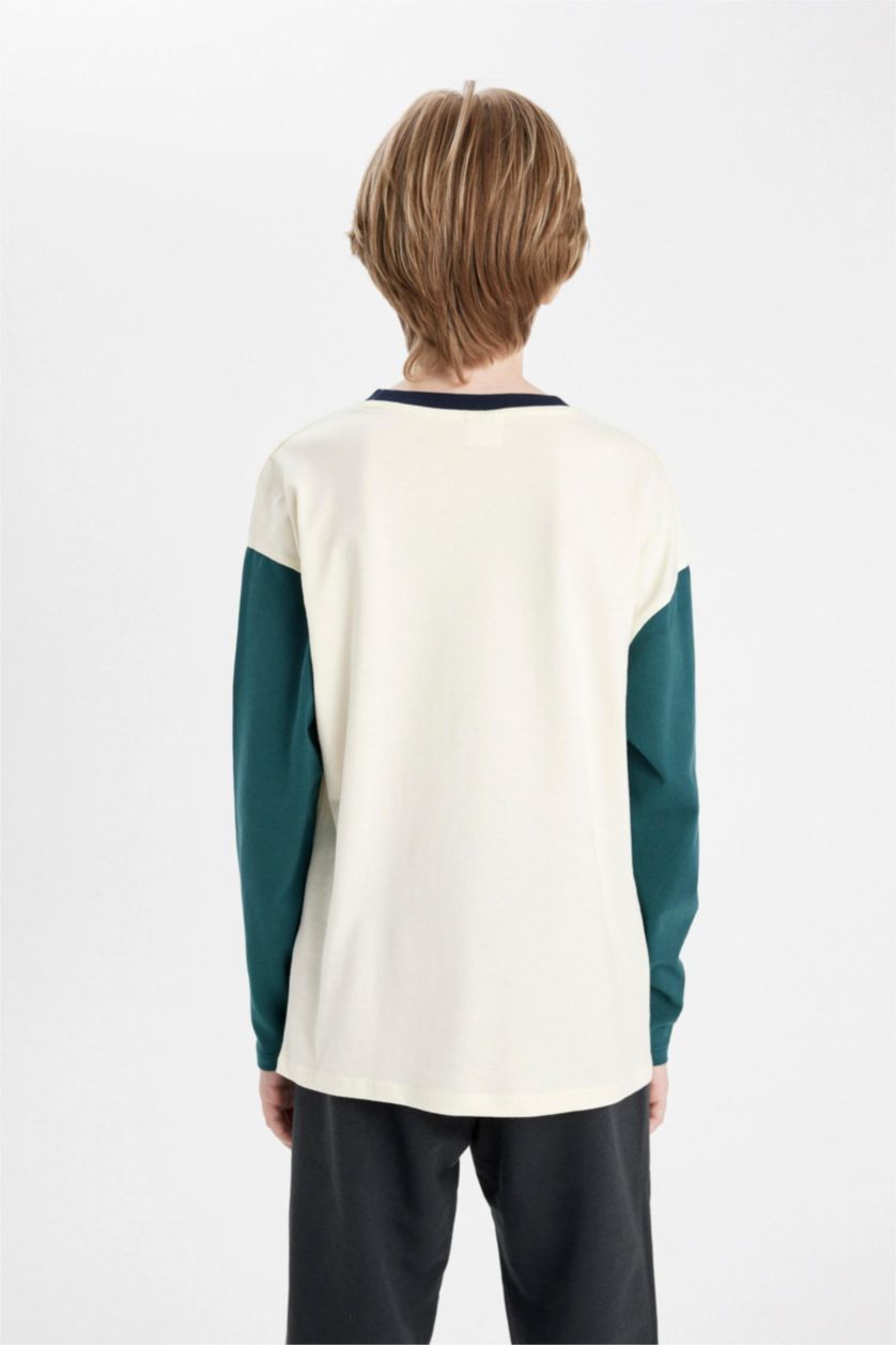 أولادي بيج فاتح تيشيرت اولادي كم طويل اوفر سايز برقبة مستديرة