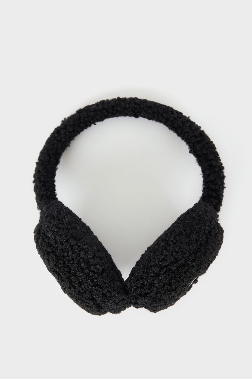 Erkek Çocuk - Genç Erkek Siyah Erkek Çocuk Nakışlı Pelüş Kulaklık