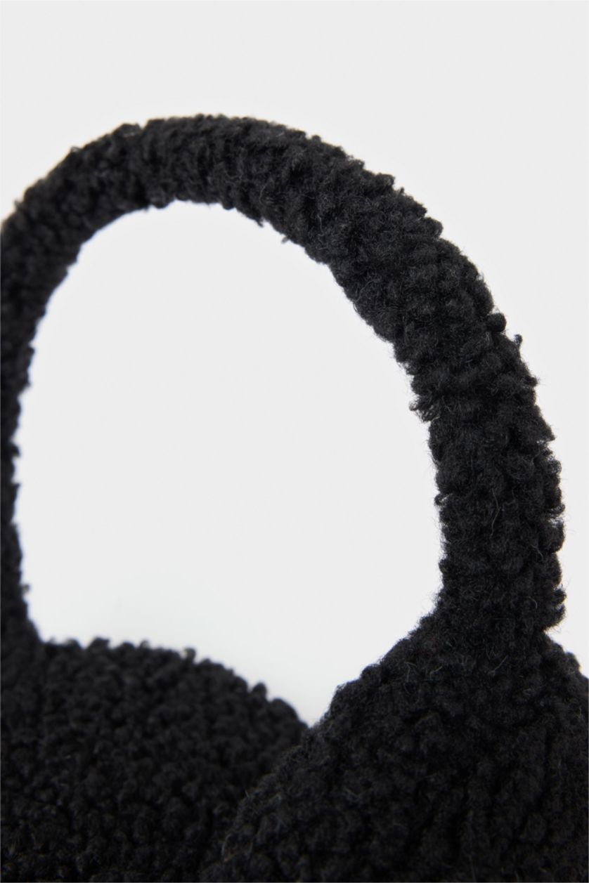 Erkek Çocuk - Genç Erkek Siyah Erkek Çocuk Nakışlı Pelüş Kulaklık