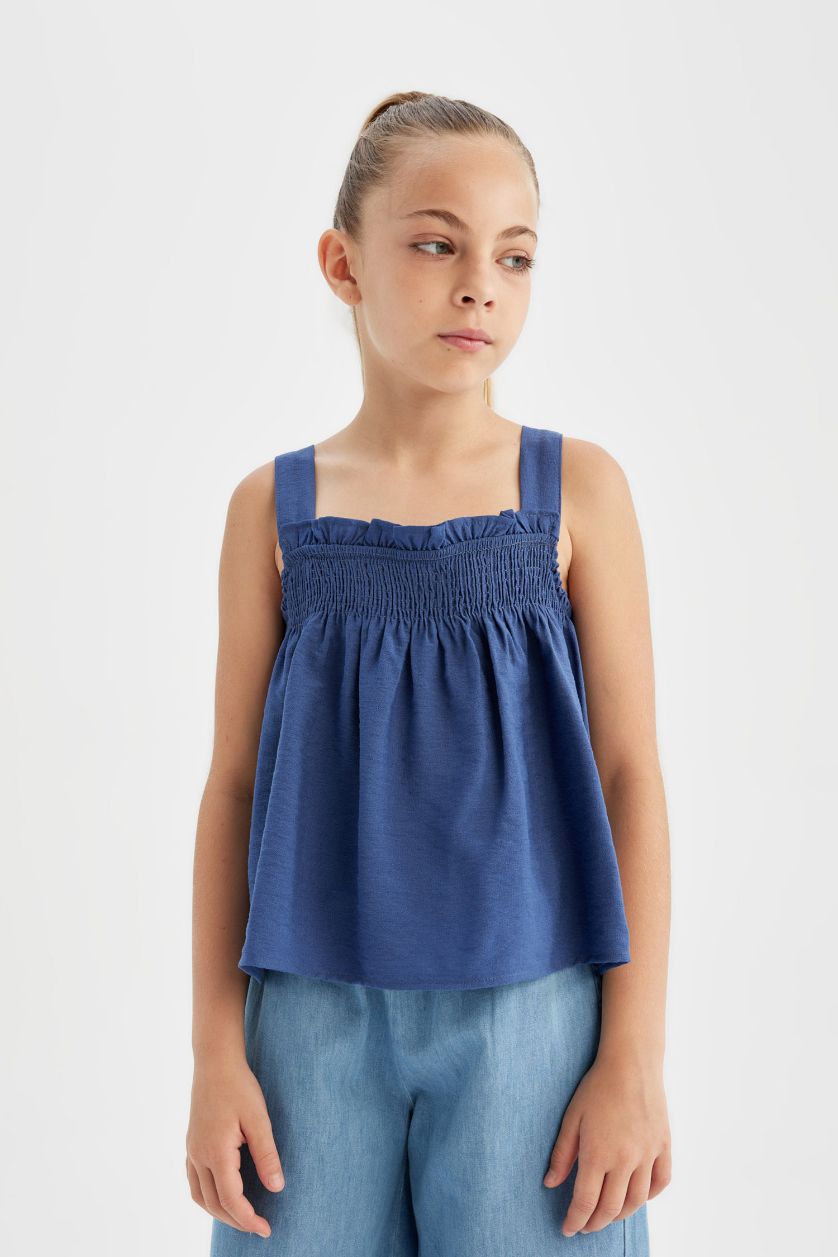 Kız Çocuk - Genç Kız İndigo Askılı Bluz Kız Çocuk
