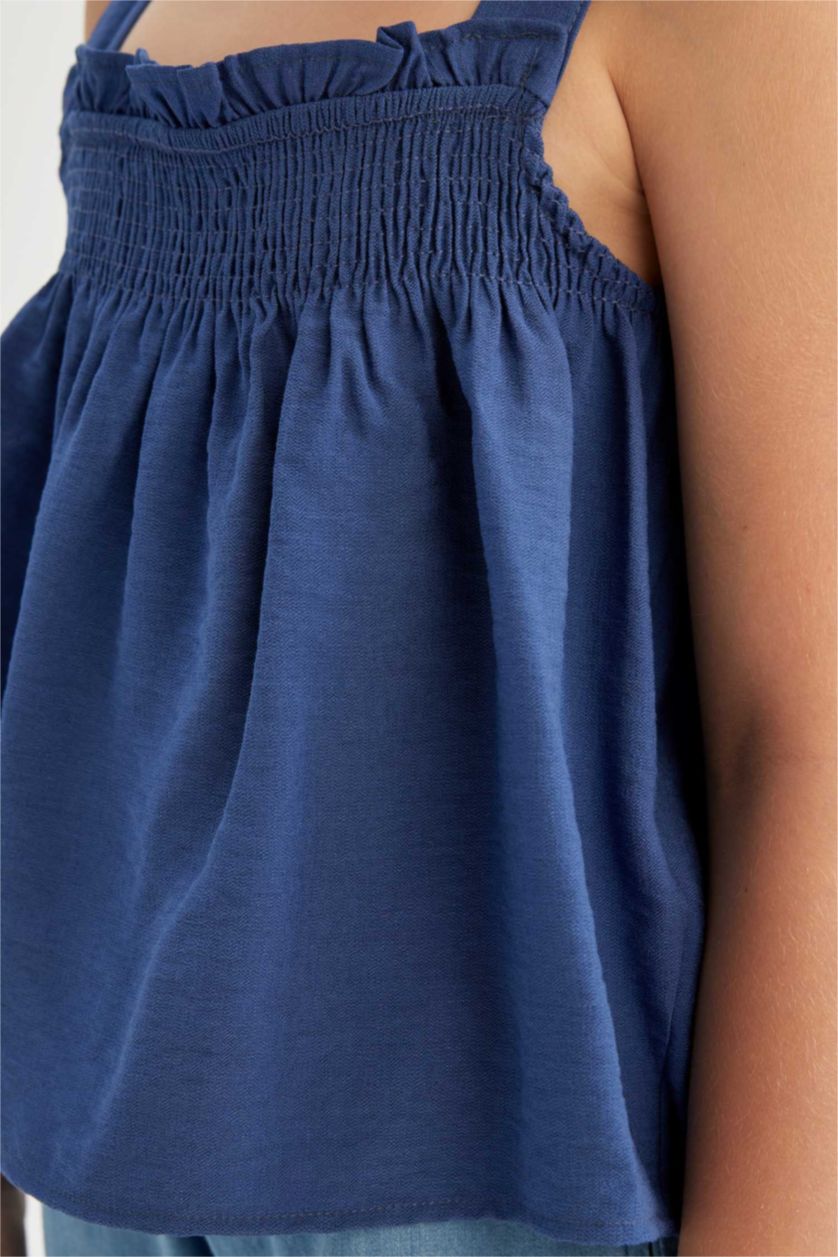 Kız Çocuk - Genç Kız İndigo Askılı Bluz Kız Çocuk