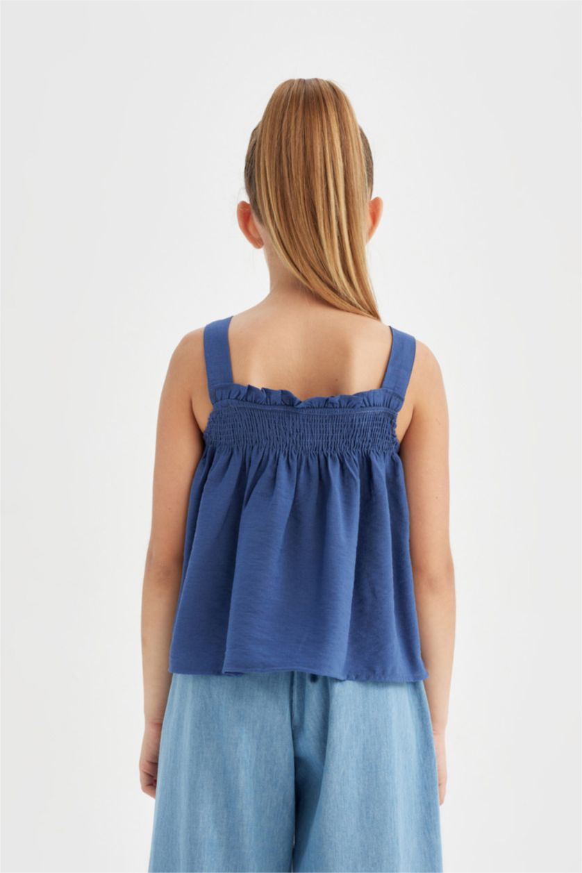 Kız Çocuk - Genç Kız İndigo Askılı Bluz Kız Çocuk