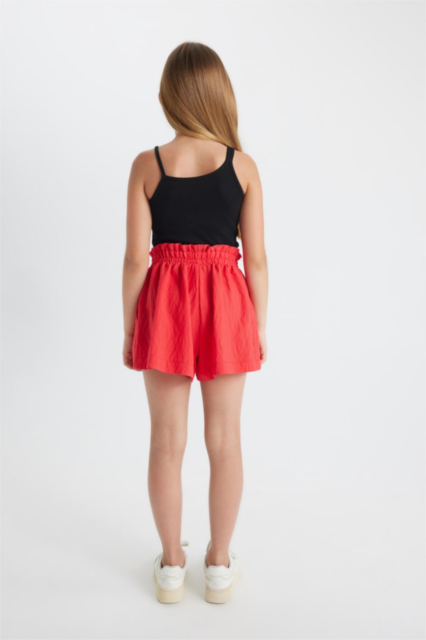 Kız Çocuk - Genç Kız Kırmızı Basic Düz Şort Kız Çocuk