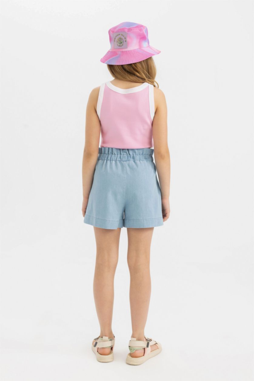 GIRLS & TEENS Light Blue Girl Paperbag Denim Shorts