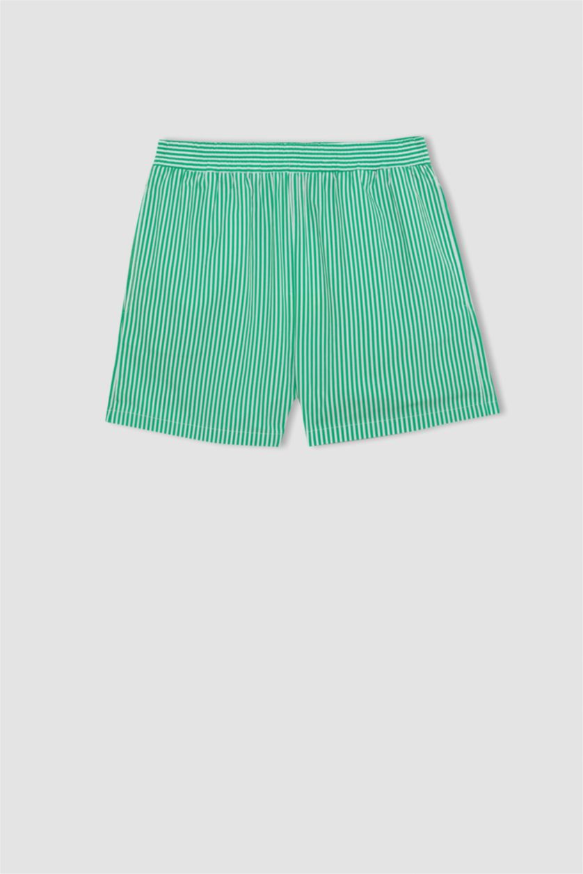 FEMME Vert Short Taille haute en Popeline