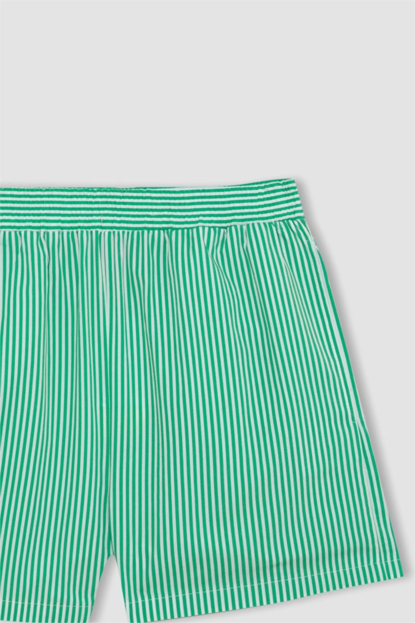 FEMME Vert Short Taille haute en Popeline