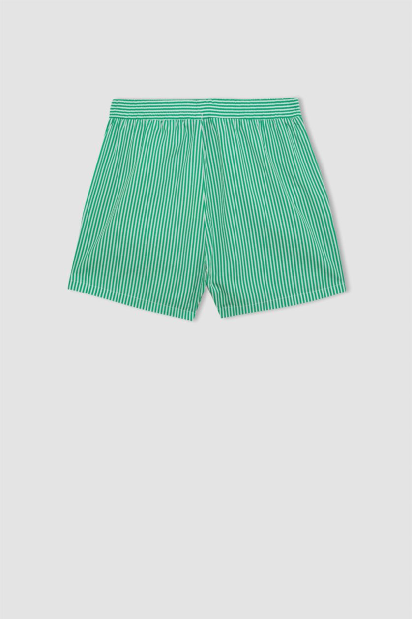 FEMME Vert Short Taille haute en Popeline
