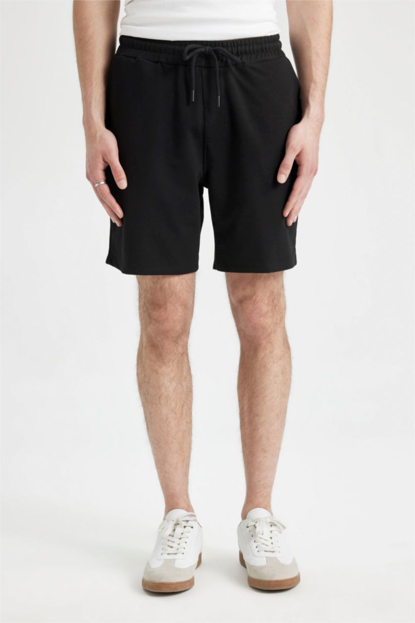 HOMME Noir Short Slim à Jambe Droite