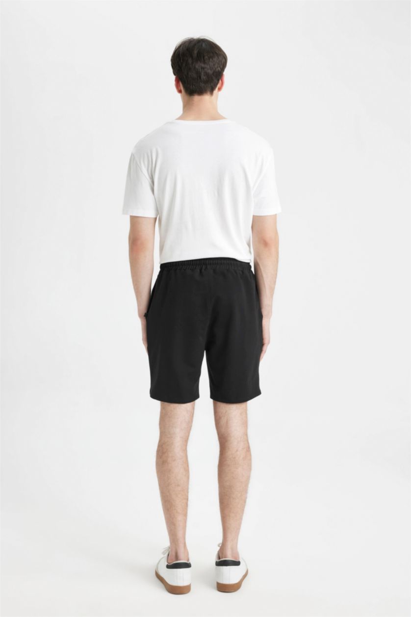 HOMME Noir Short Slim à Jambe Droite