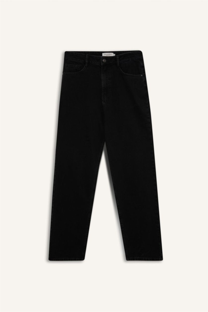 Man Black Baggy Fit Wide Leg Jeans