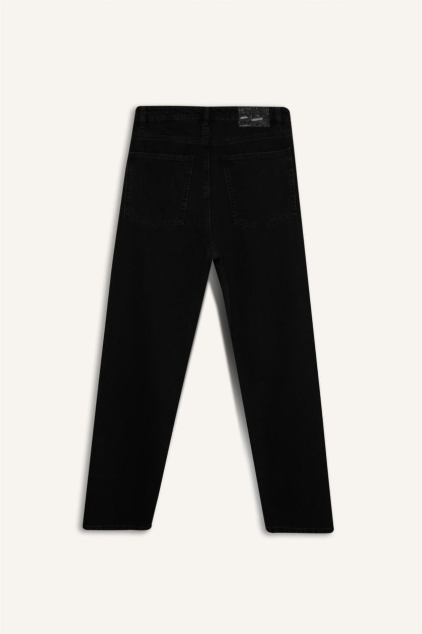 Man Black Baggy Fit Wide Leg Jeans