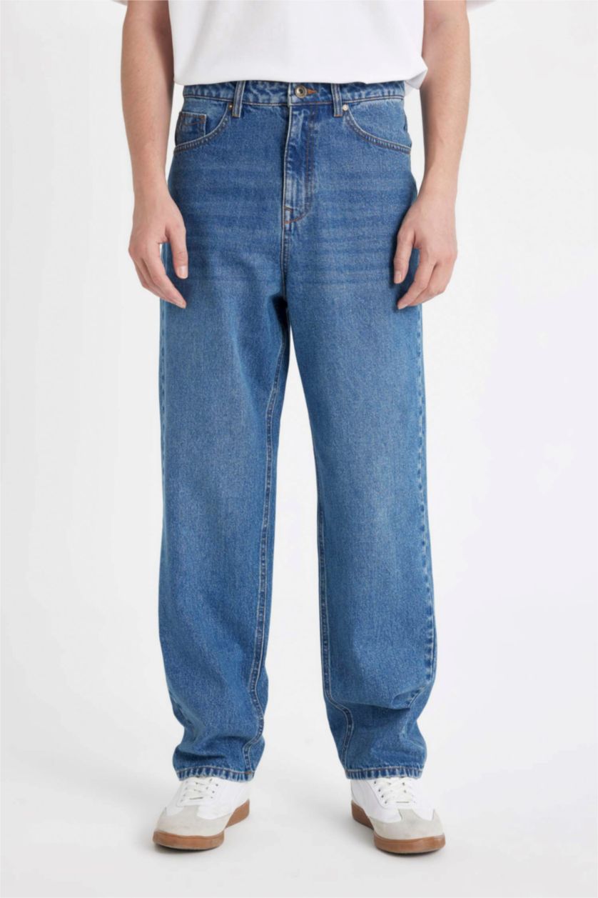 HOMME Bleu Jean baggy à taille normale