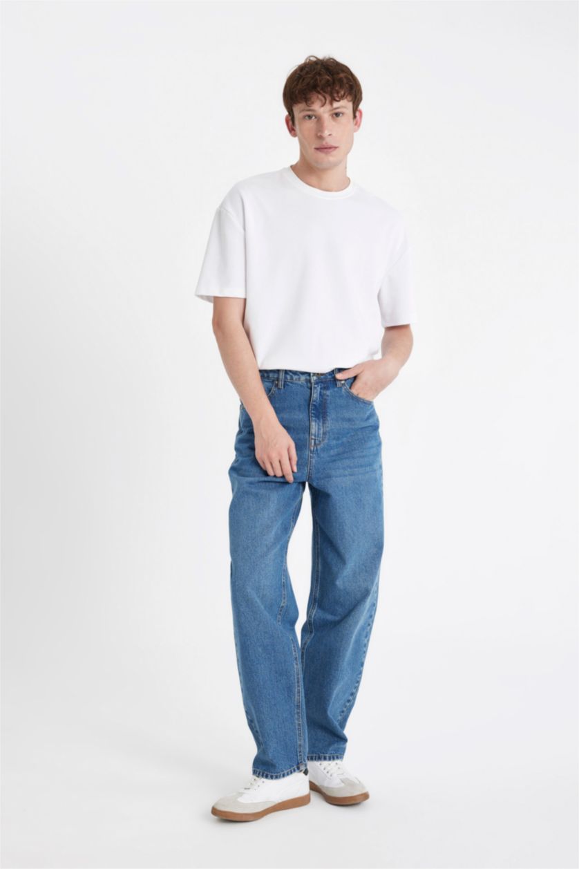 HOMME Bleu Jean baggy à taille normale