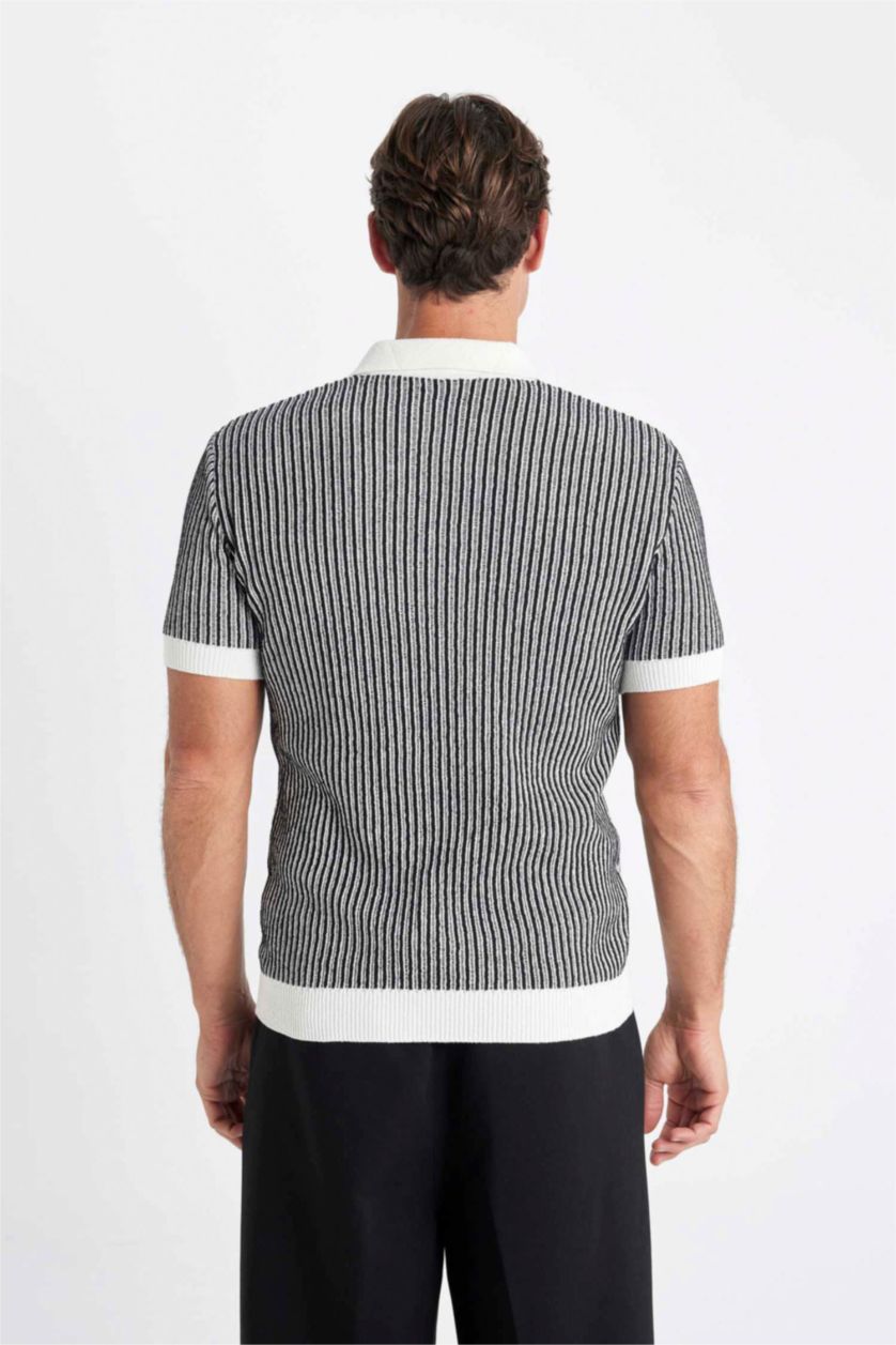 Мужчины Черный Футболка-поло стандартного кроя