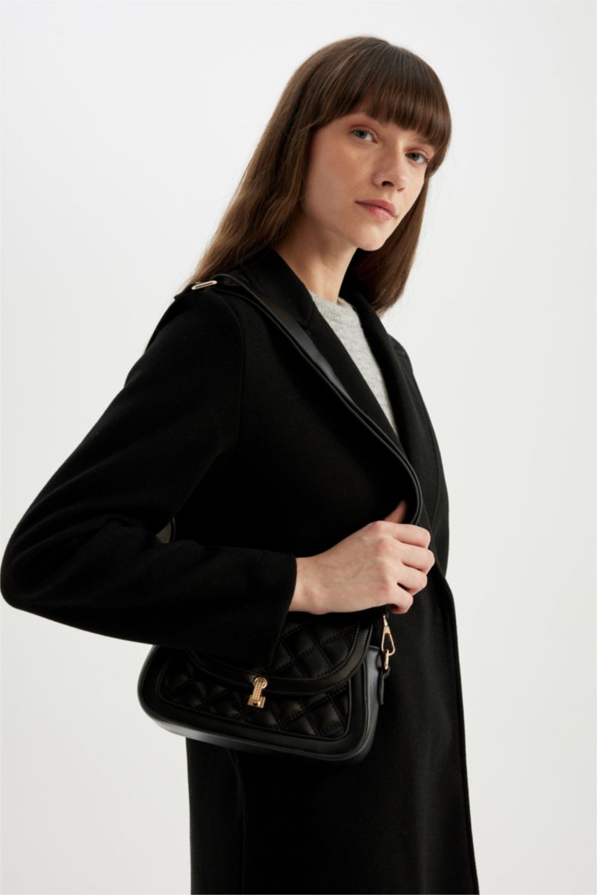 WOMAN Black Faux Leather Shoulder bag