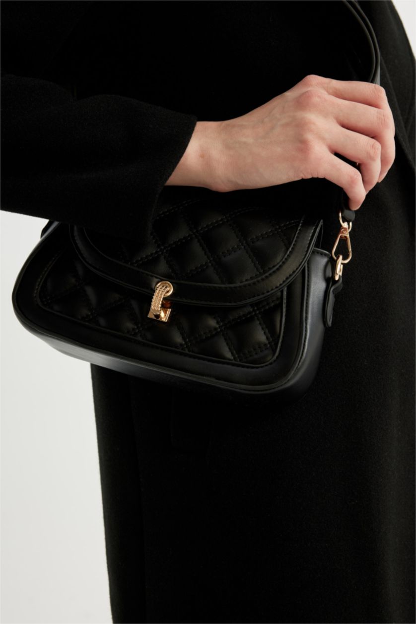 WOMAN Black Faux Leather Shoulder bag