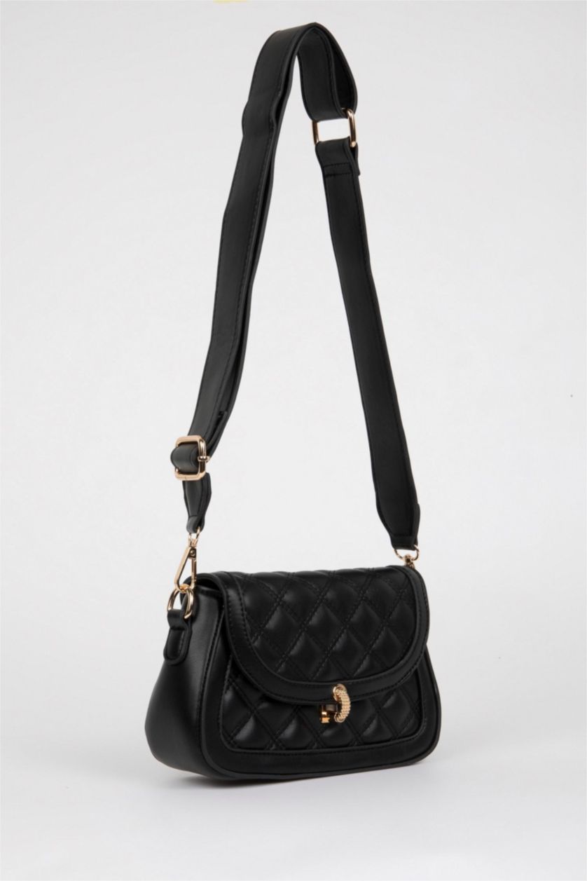 WOMAN Black Faux Leather Shoulder bag