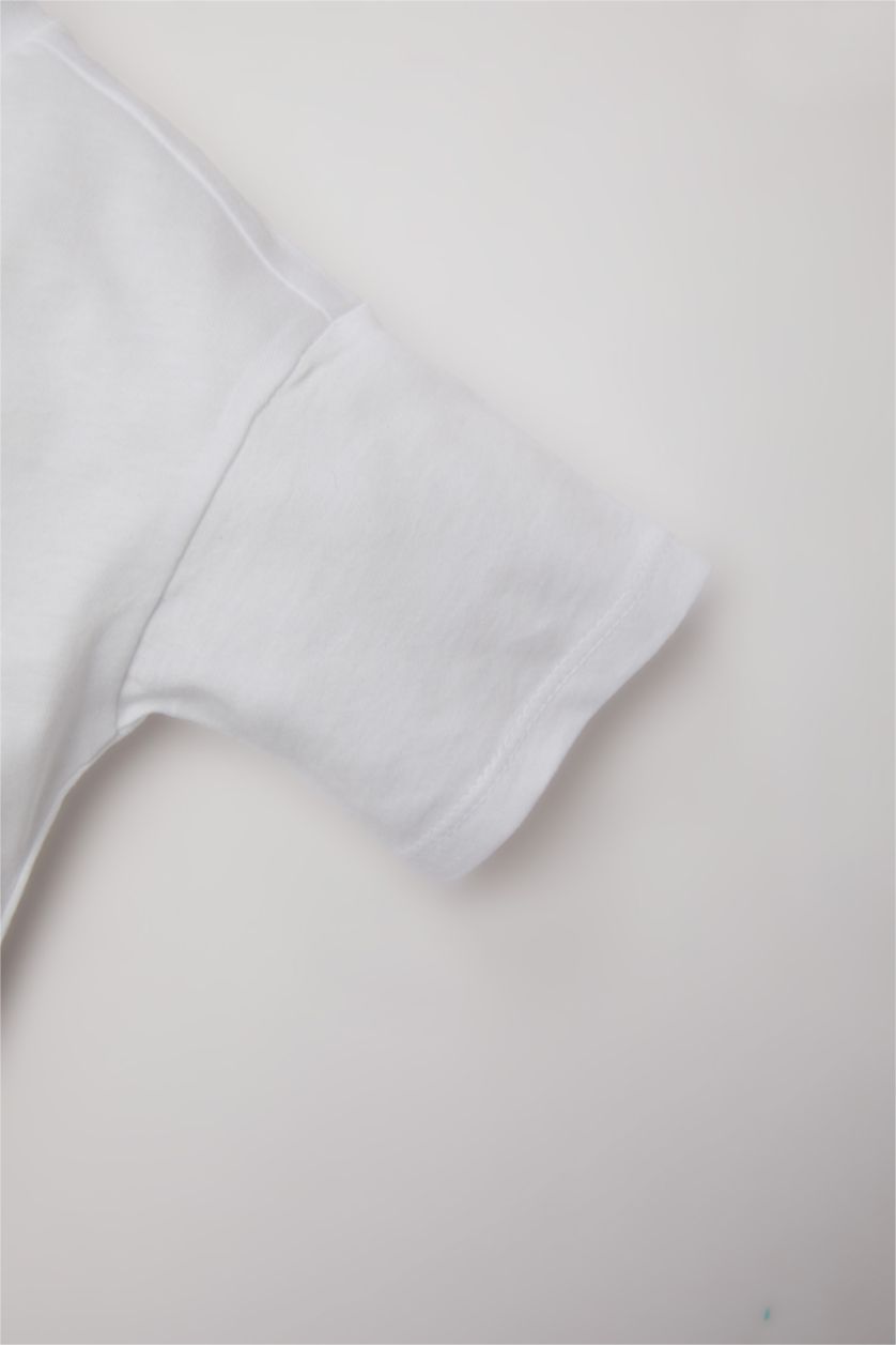 BABY BOY White Baby Boy Printed Short Sleeve T-Shirt