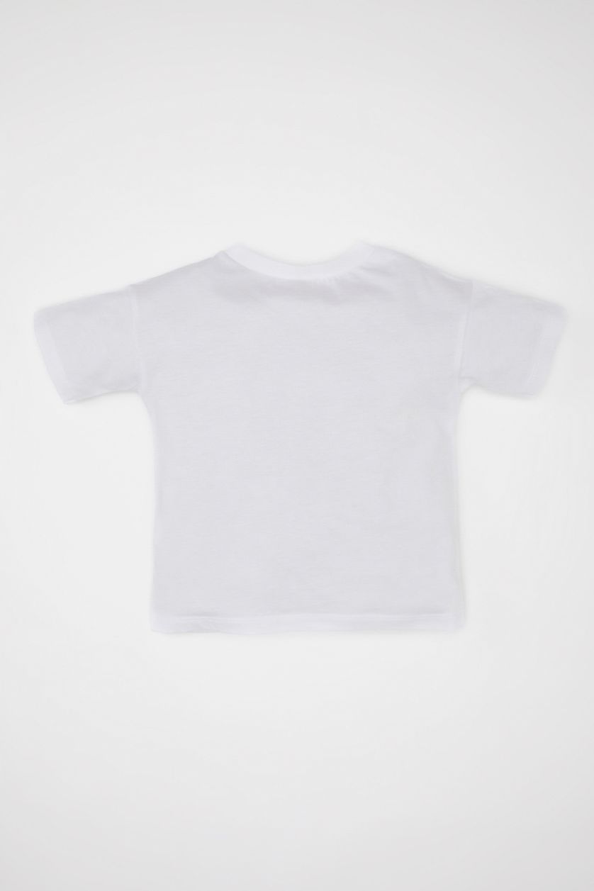 BABY BOY White Baby Boy Printed Short Sleeve T-Shirt