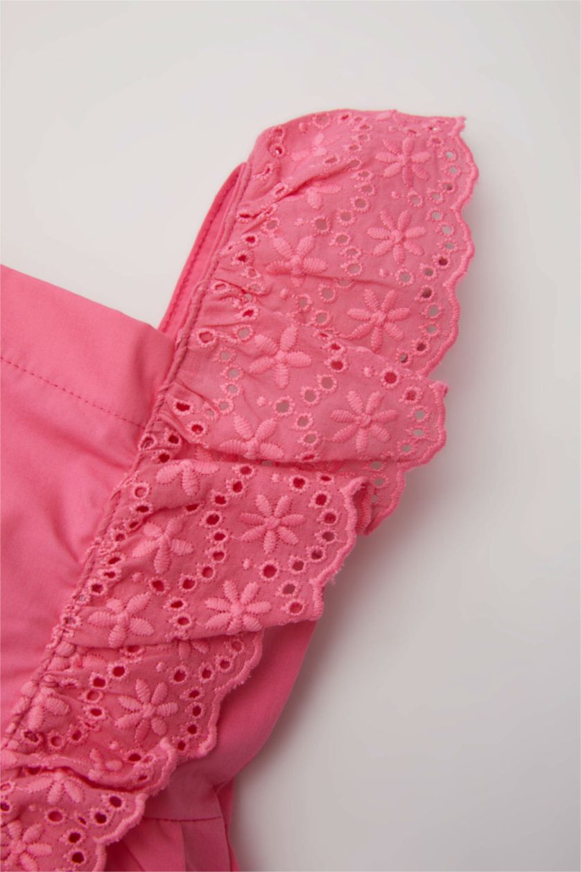 طفلة صغيرة زهري فستان بناتي بوبلين قصة عادية نص ردن بياخة مربعة