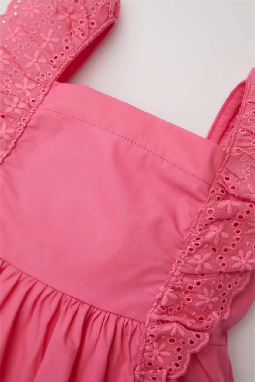 طفلة صغيرة زهري فستان بناتي بوبلين قصة عادية نص ردن بياخة مربعة