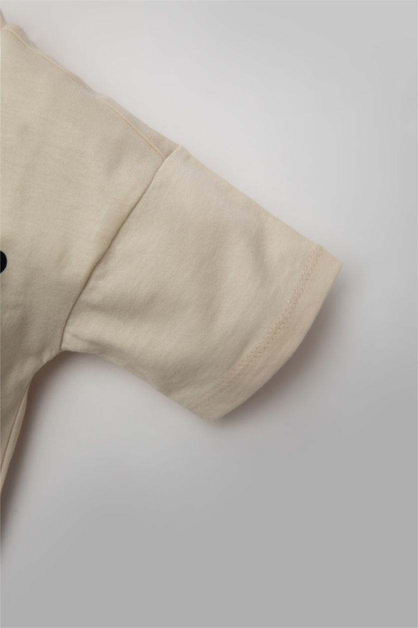 BÉBÉ GARÇON Beige Clair Lot de 2 T-Shirts à Manches Courtes à motifs pour BéBé Garçon