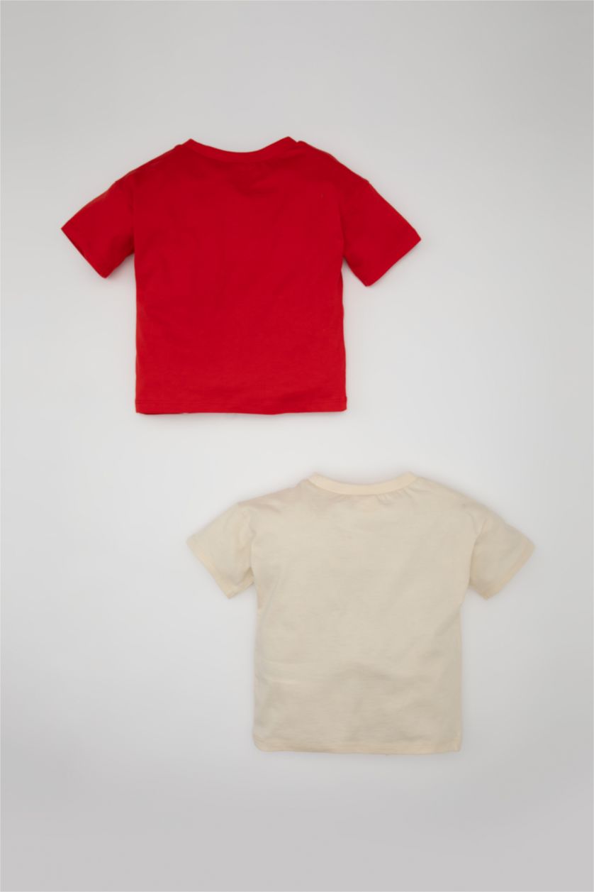 BÉBÉ GARÇON Beige Clair Lot de 2 T-Shirts à Manches Courtes à motifs pour BéBé Garçon