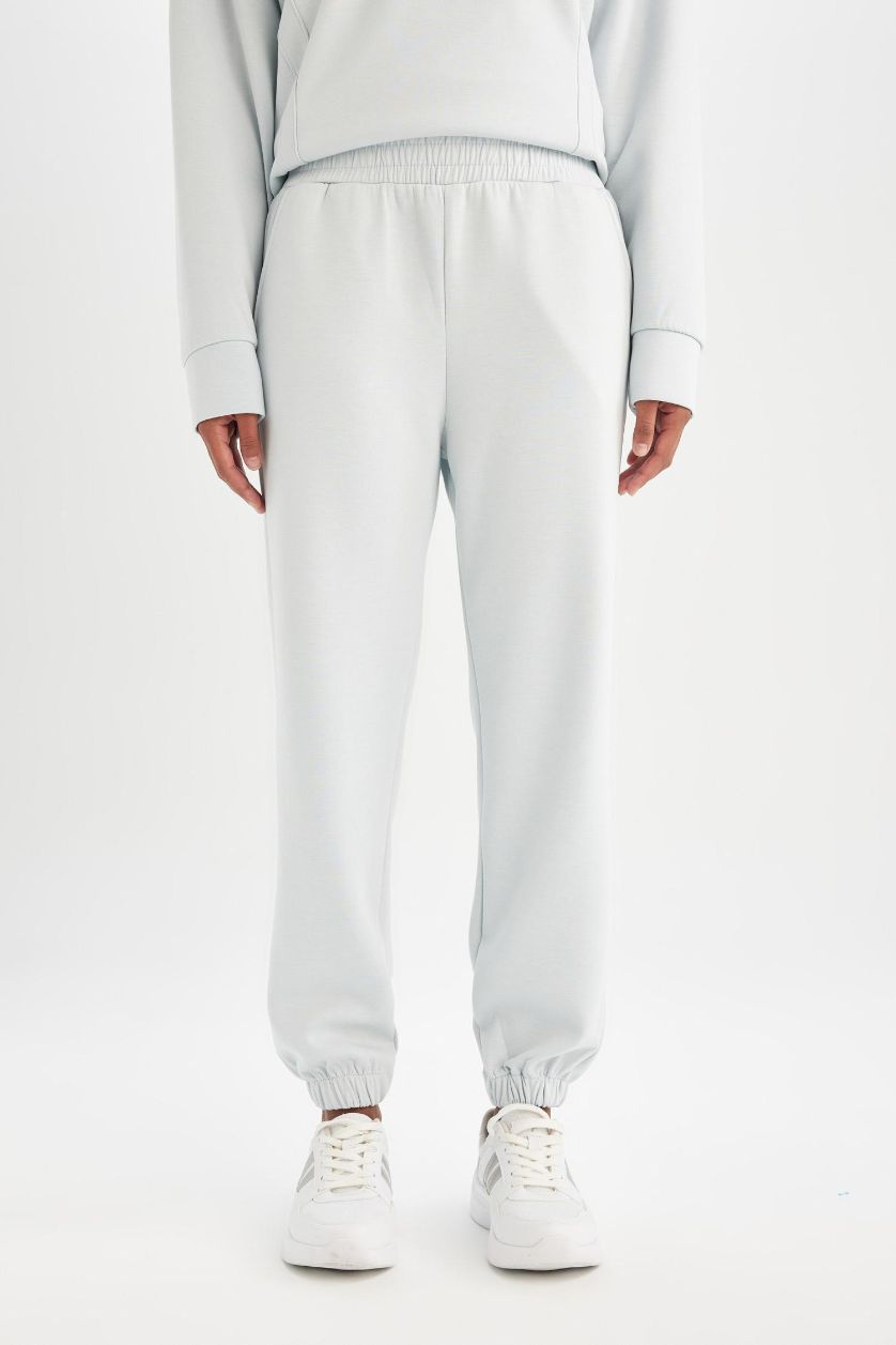 نساء أزرق فاتح بنطلون بجامة رياضي قماش سكوبا قصة عادية من DeFactoFit