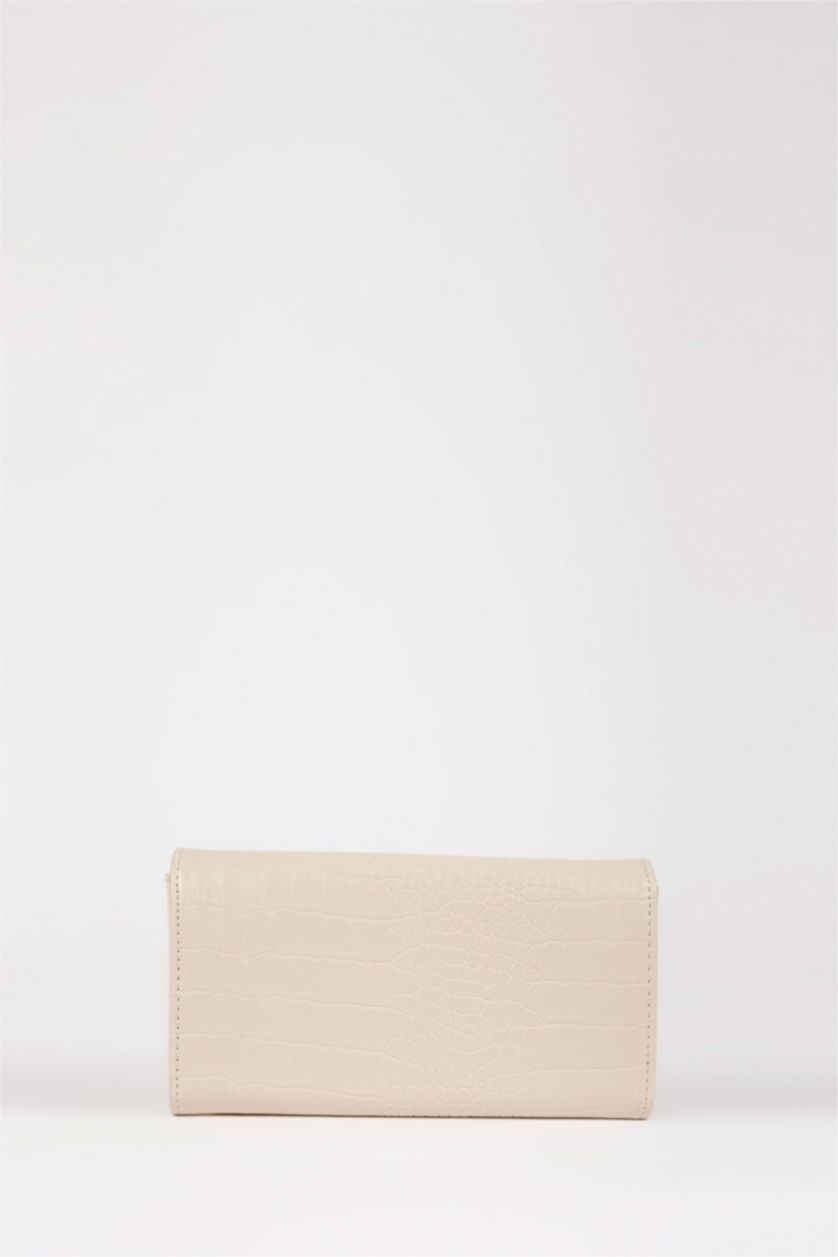 Kadın Bej Kadın Kroko Desenli Suni Deri Cüzdan