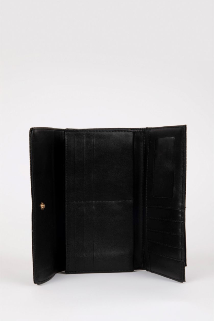 FEMME Noir Portefeuille en simili cuir à motif crocodile pour femme