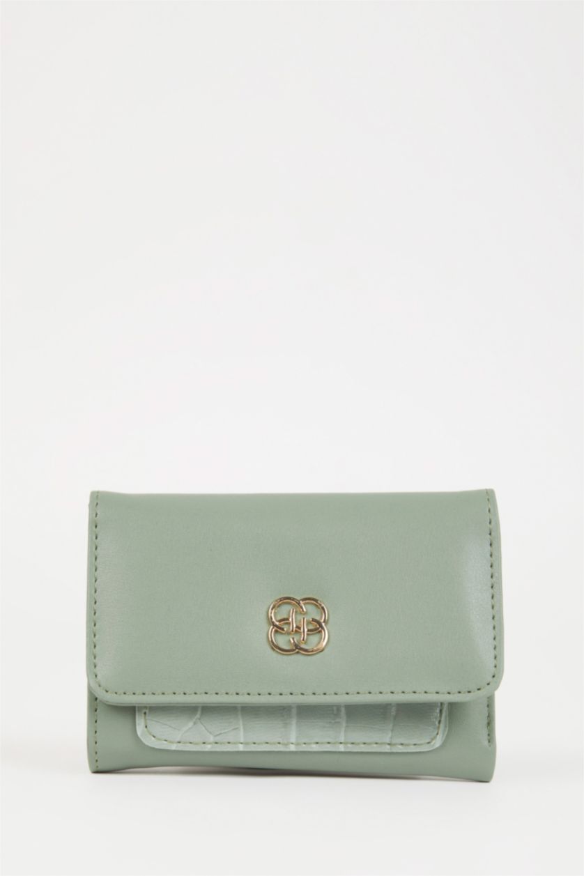 Kadın Mint Kadın Kroko Desenli Suni Deri Cüzdan