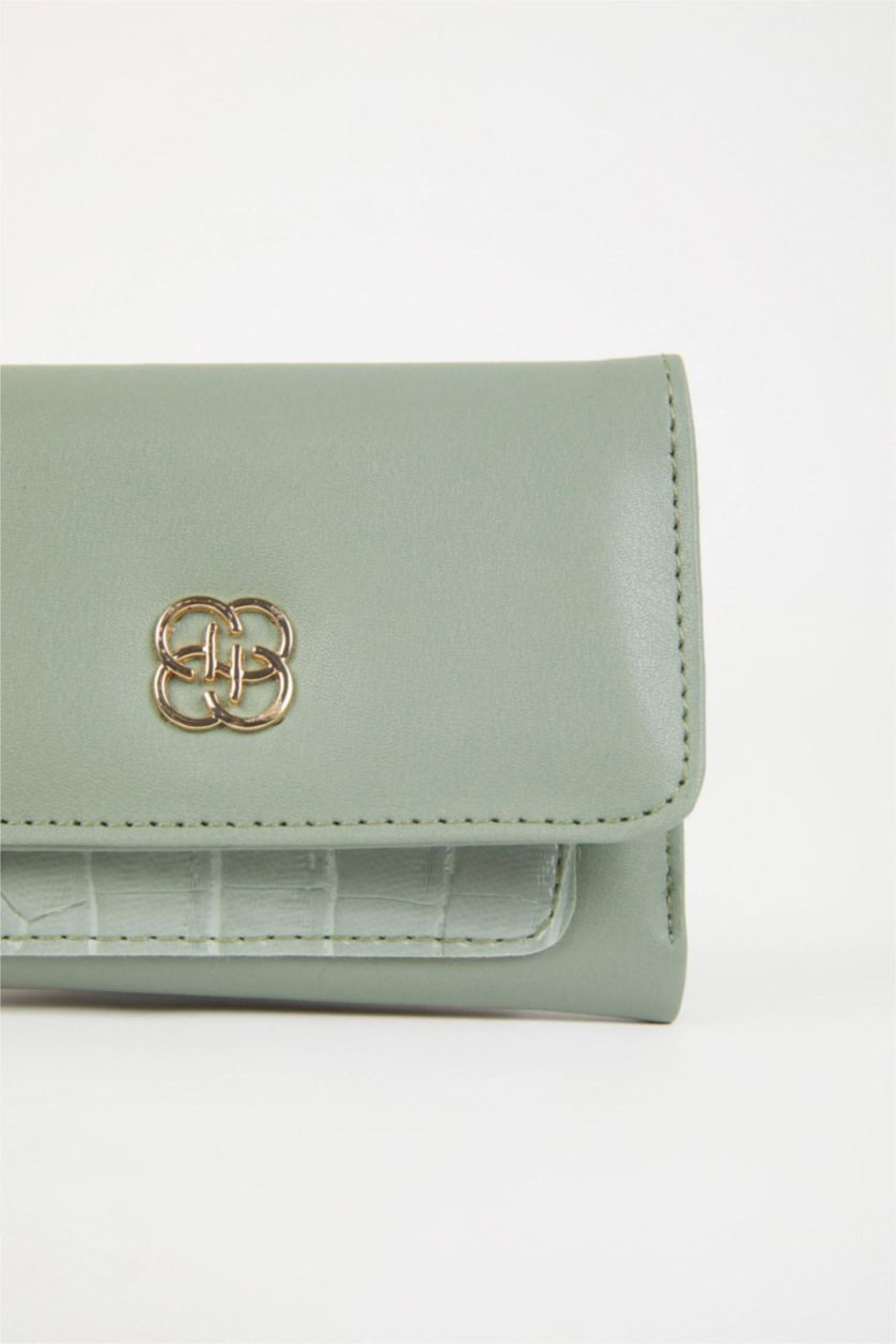 Kadın Mint Kadın Kroko Desenli Suni Deri Cüzdan