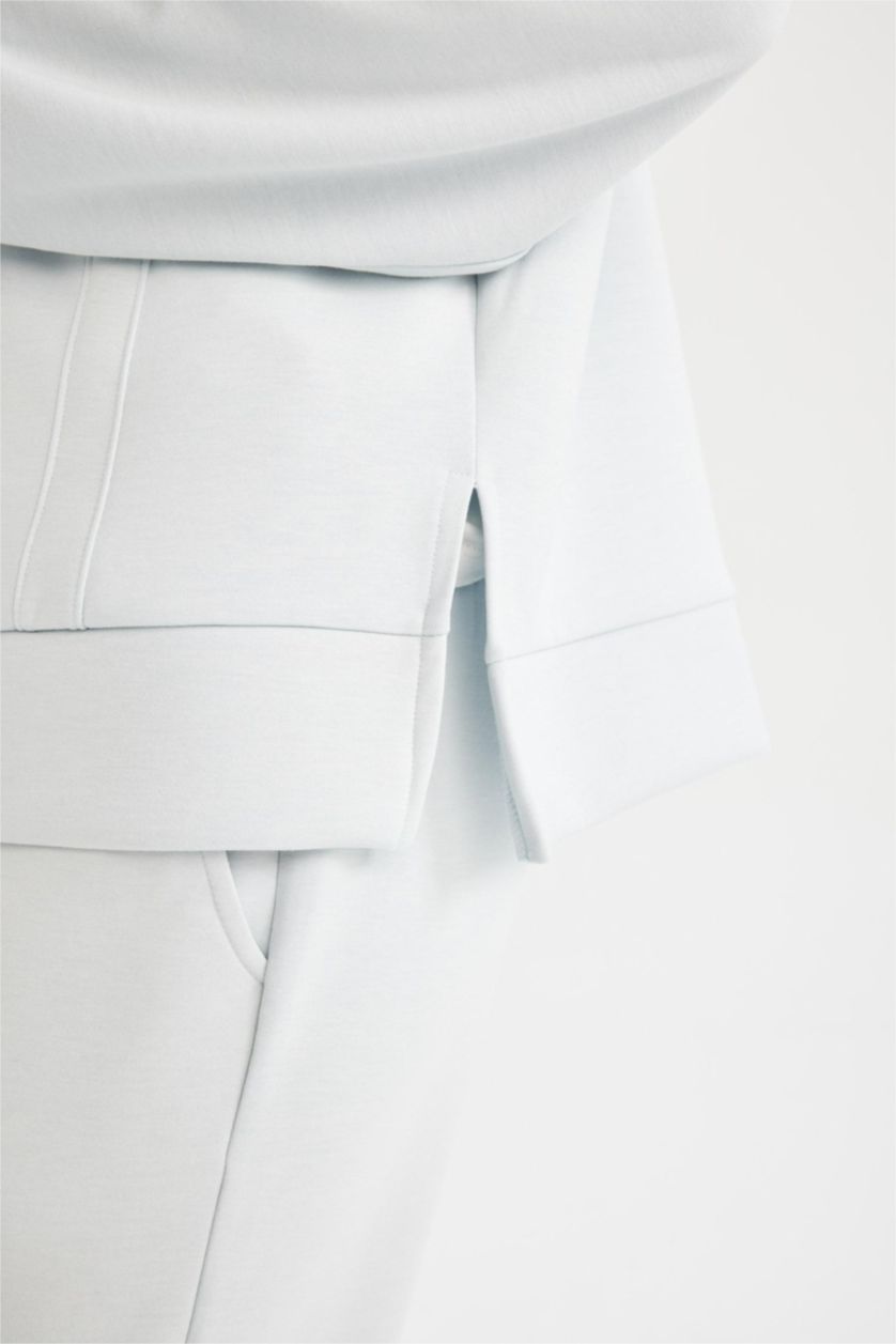 Woman Light Blue DeFactoFit Oversize Fit Scuba Fabric Sports Sweatshirt