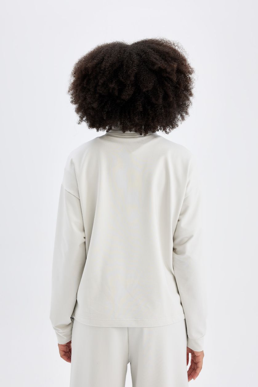 WOMAN Stone Loose Fit Stand Collar Zip-Up Sports Sweatshirt