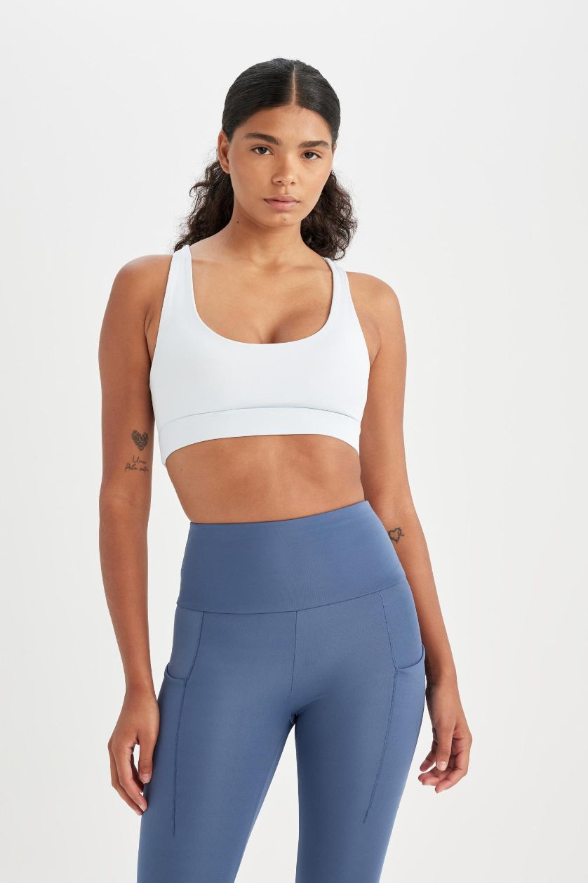 Kadın Açık Mavi Bisiklet Yaka Sporcu Bra