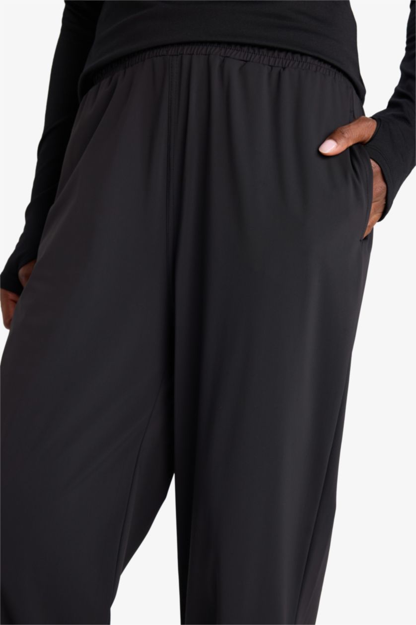Kadın Siyah Standart Fit Paçası Fermuarlı Jogger Premium Sporcu Eşofman Altı