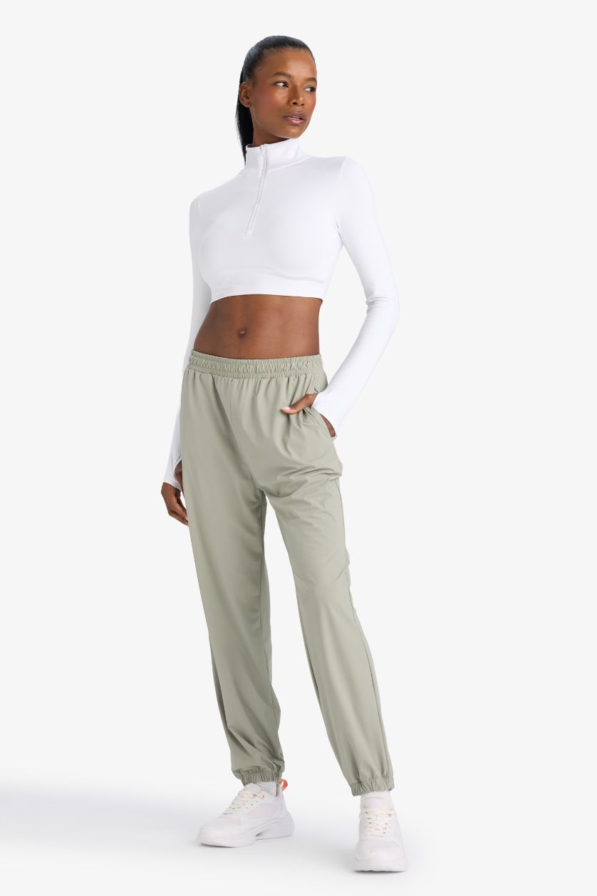 Woman Light Khaki DeFactoFit Standard Fit Waist Leg Elastic Sweatpants