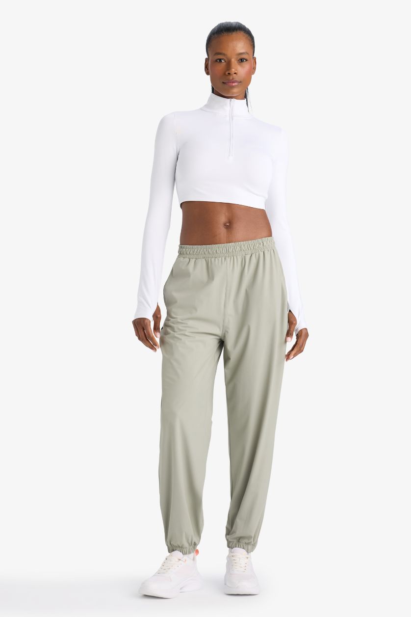 Woman Light Khaki DeFactoFit Standard Fit Waist Leg Elastic Sweatpants