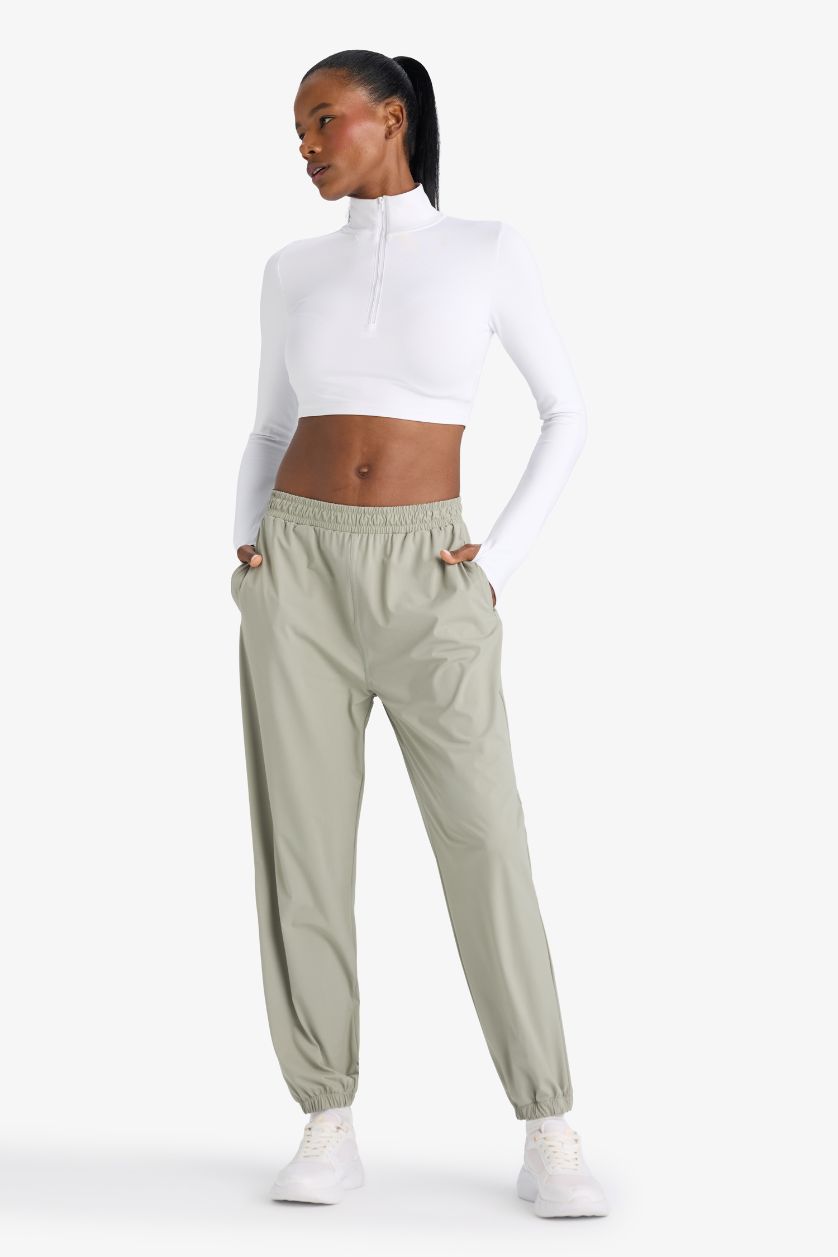 Woman Light Khaki DeFactoFit Standard Fit Waist Leg Elastic Sweatpants