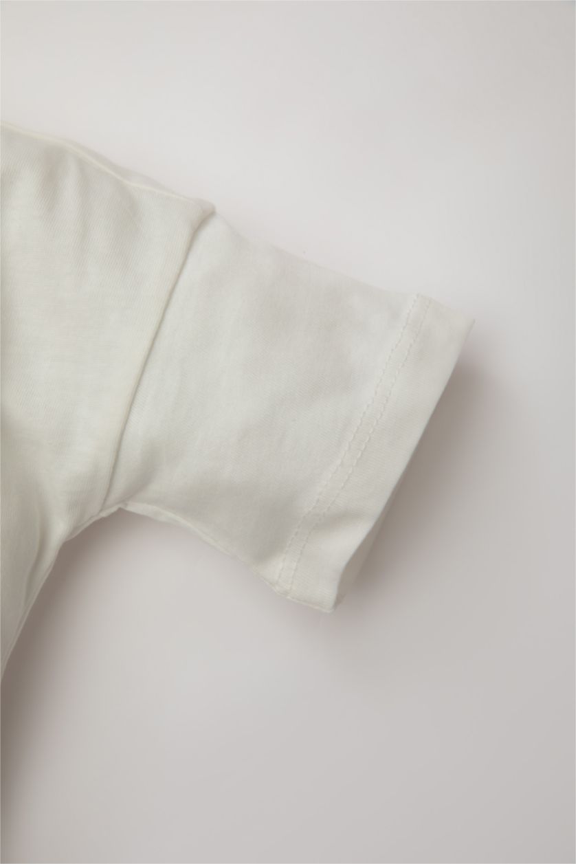 طفلة صغيرة اوف وايت طقم بيبي بناتي شورت تيشيرت منقط - قطعتين