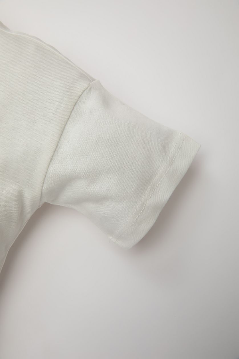 Baby Girl White Baby Girl Regular Fit Crew Neck Slogan Printed T-Shirt