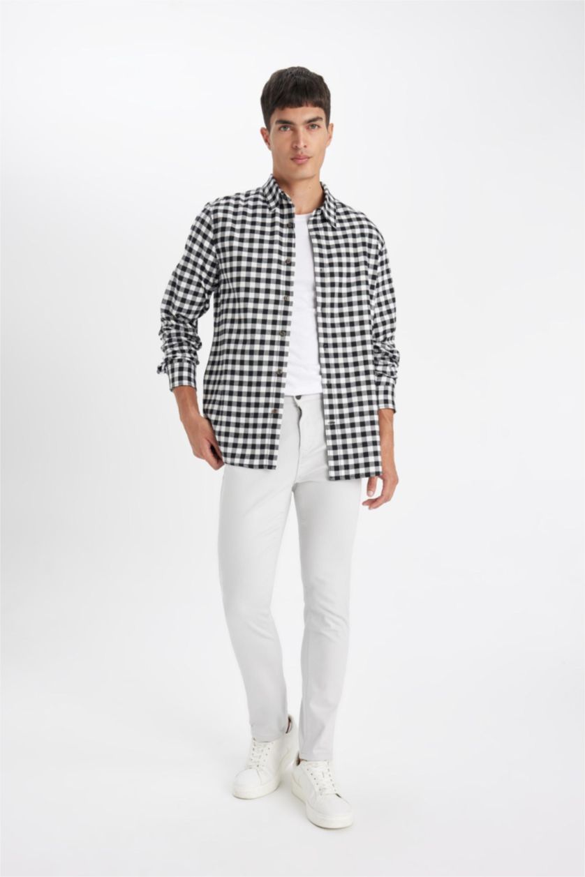 Мужчины Слоновая кость Брюки приталенного узкого кроя