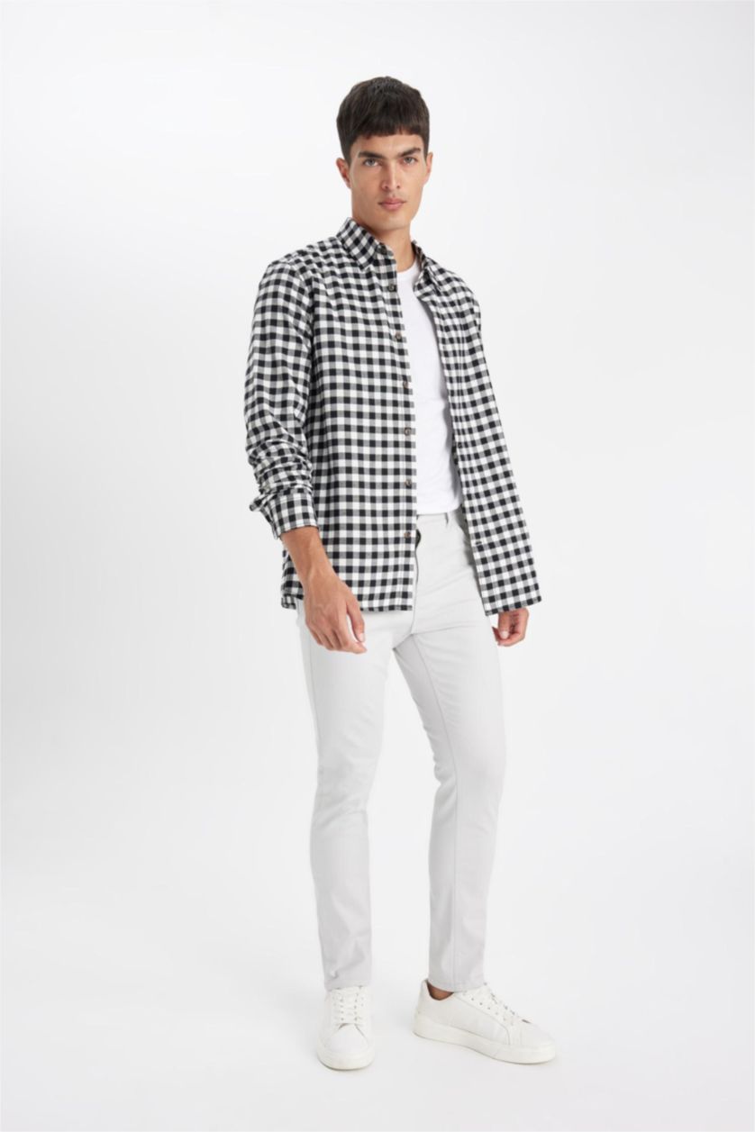 Мужчины Слоновая кость Брюки приталенного узкого кроя