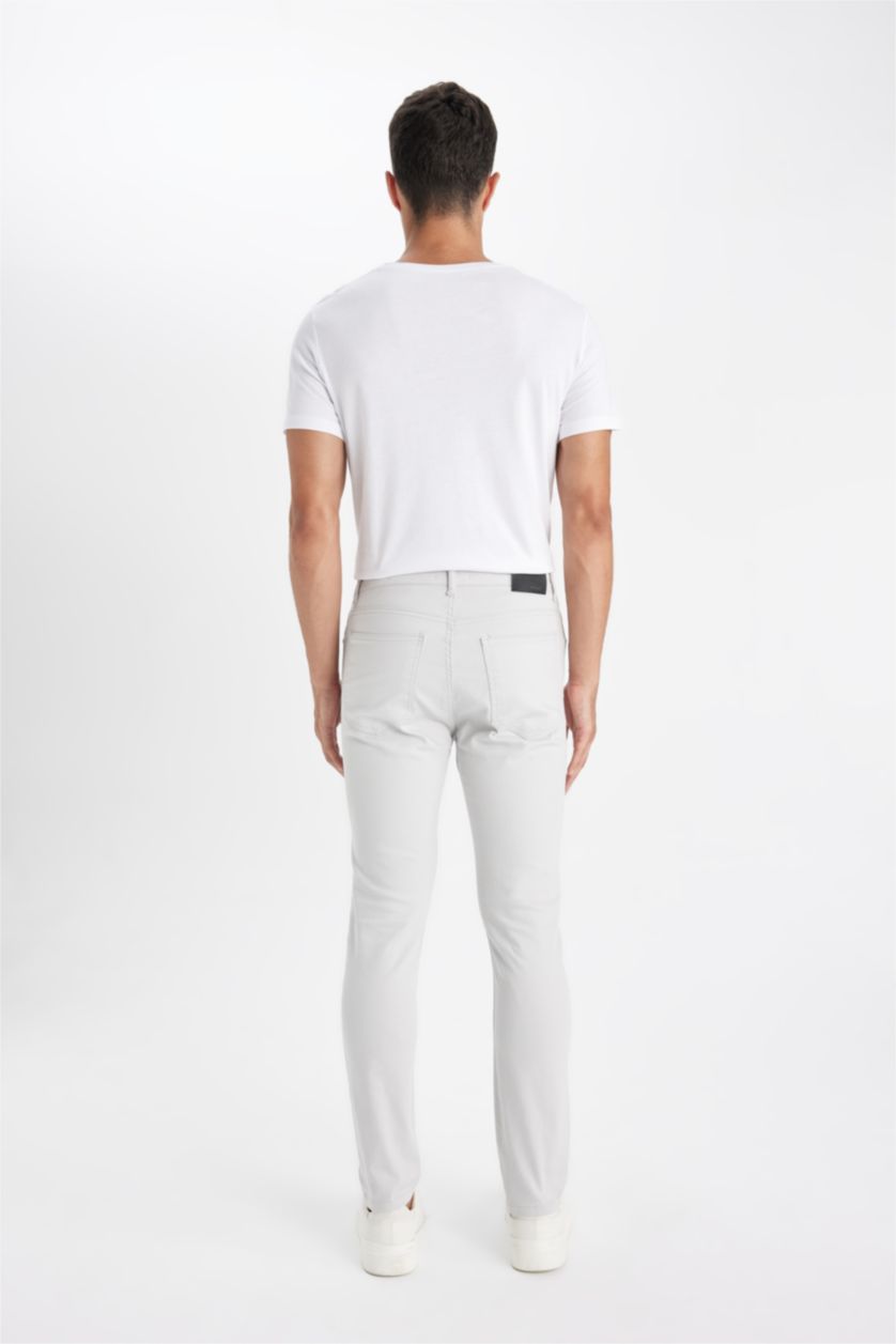 Мужчины Слоновая кость Брюки приталенного узкого кроя