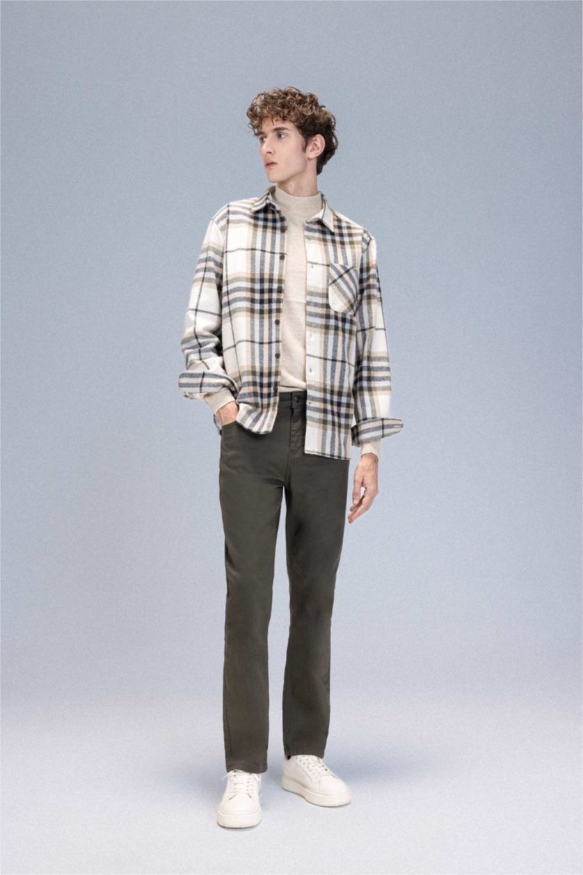 MAN Dark Khaki Slim Fit Super Skinny Hem Trousers