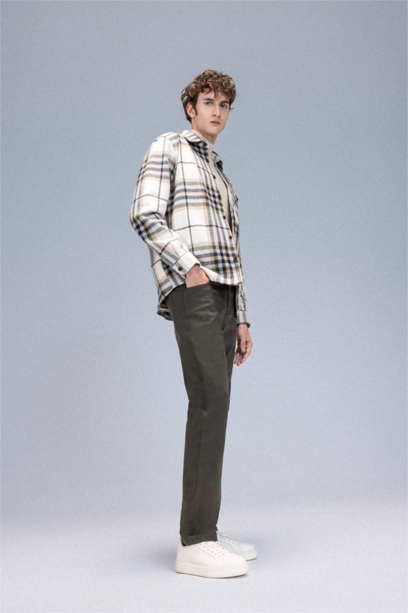 MAN Dark Khaki Slim Fit Super Skinny Hem Trousers