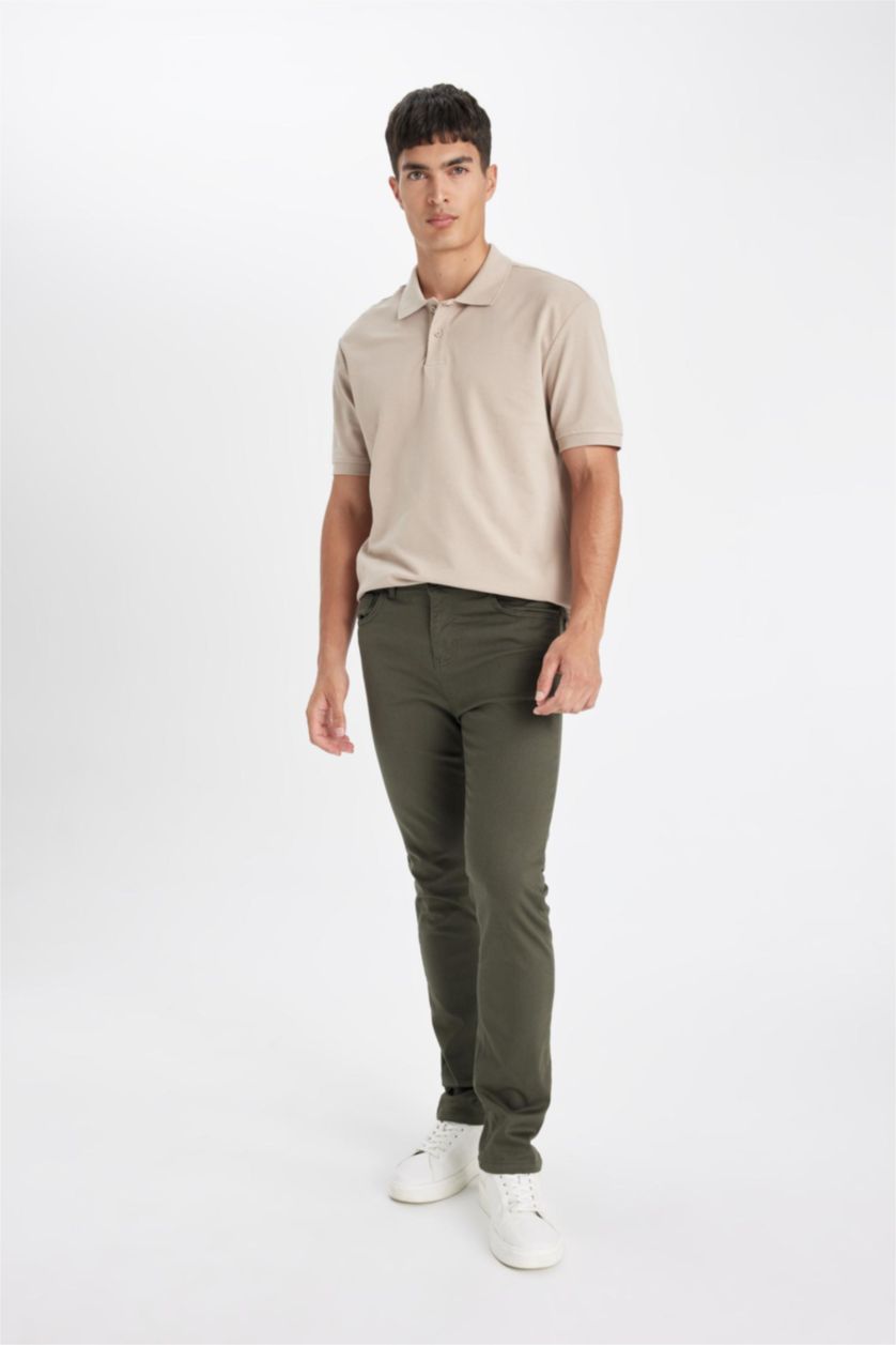 MAN Dark Khaki Slim Fit Super Skinny Hem Trousers