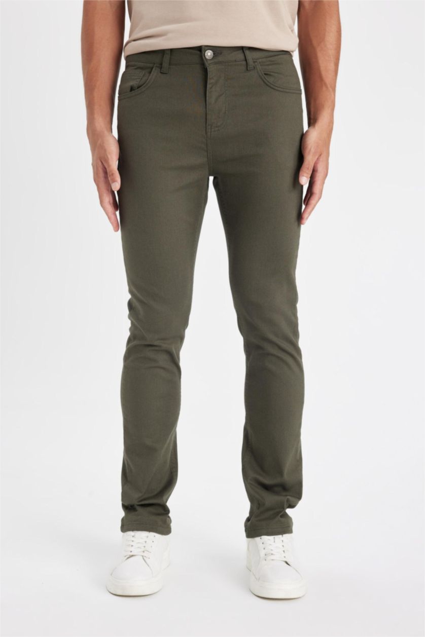 MAN Dark Khaki Slim Fit Super Skinny Hem Trousers